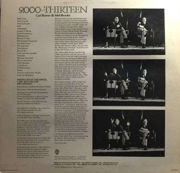 Carl Reiner and Mel Brooks – 2000 And Thirteen - 1973 Original Comedy Vinyl Pursuit Inc