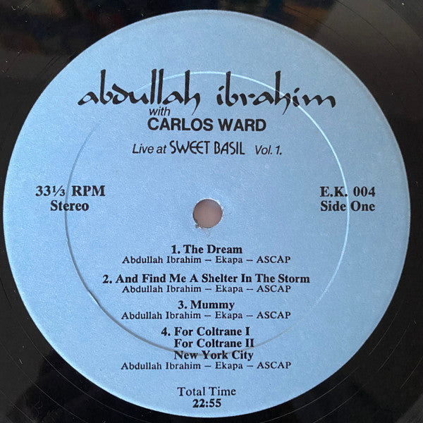 Abdullah Ibrahim With Carlos Ward – Live At Sweet Basil Vol 1 - 1983 VinylPursuit.com