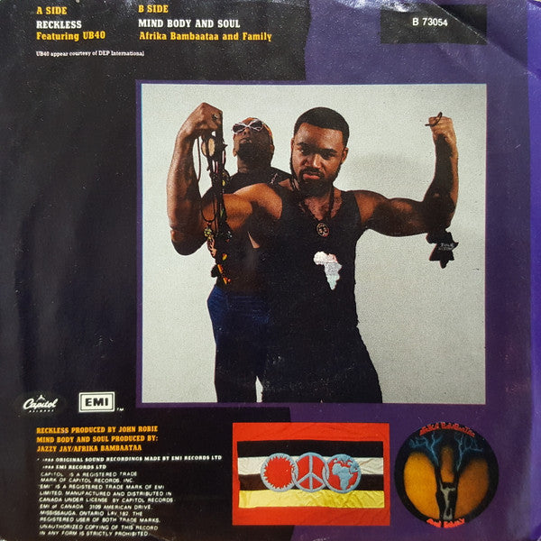 Afrika Bambaataa And Family Featuring UB40 – Reckless - 7" Single, 1987 Vinyl Pursuit Inc