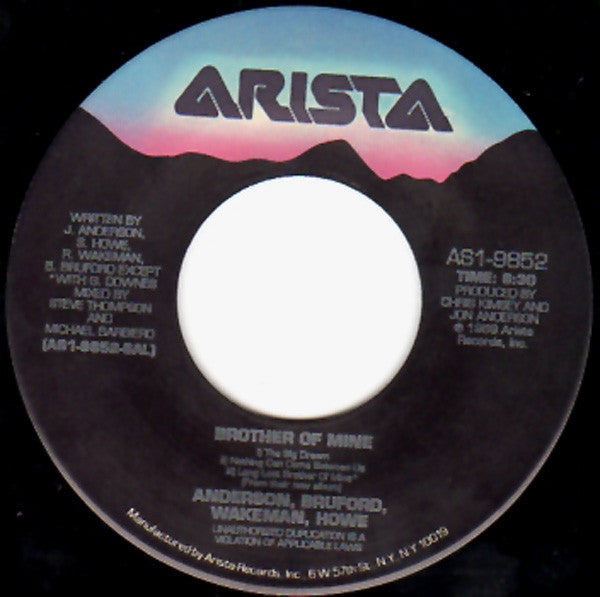 Anderson Bruford Wakeman Howe – Brother Of Mine -  7" Single, 1989 US Pressing Vinyl Pursuit Inc