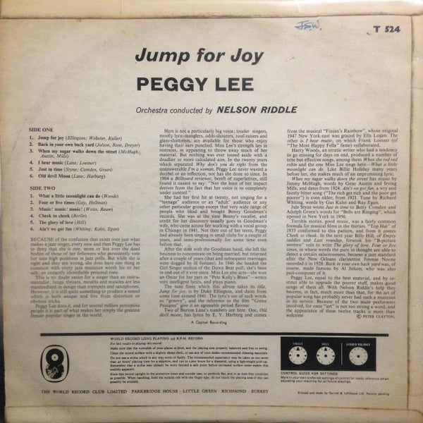 Peggy Lee – Jump For Joy - Mono Pressing VinylPursuit.com