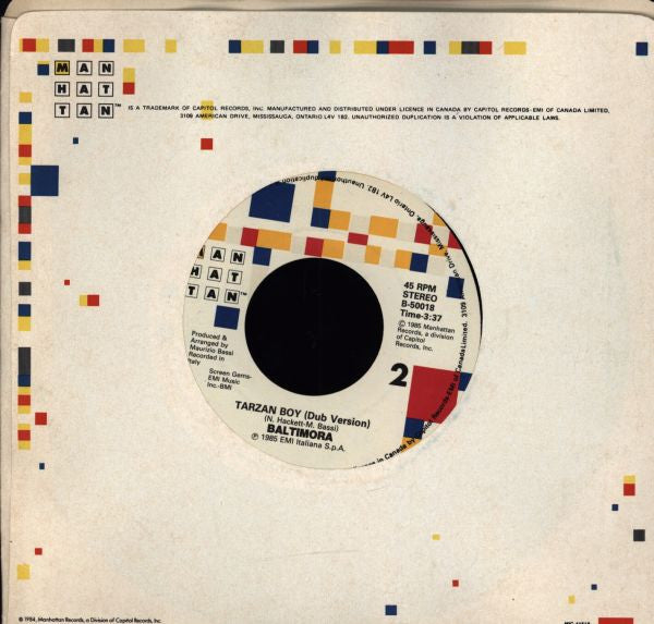 Baltimora – Tarzan Boy -  7" Single, 1985 Original Vinyl Pursuit Inc