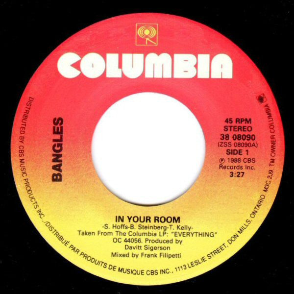Bangles – In Your Room -  7" Single - 1988 Vinyl Pursuit Inc