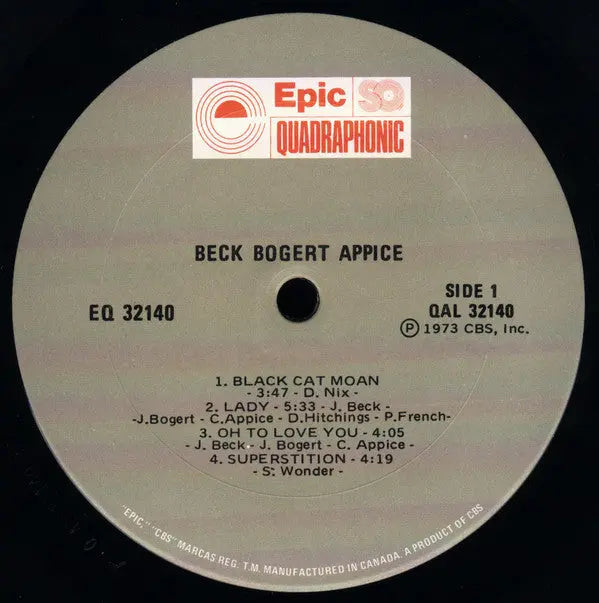Beck, Bogert and Appice - Beck Bogert Appice - 1973 Quadraphonic Pressing, Rare VinylPursuit.com
