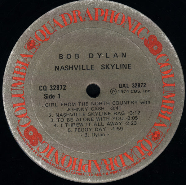 Bob Dylan – Nashville Skyline - Rare 1976 Quadraphonic Pressing! VinylPursuit.com