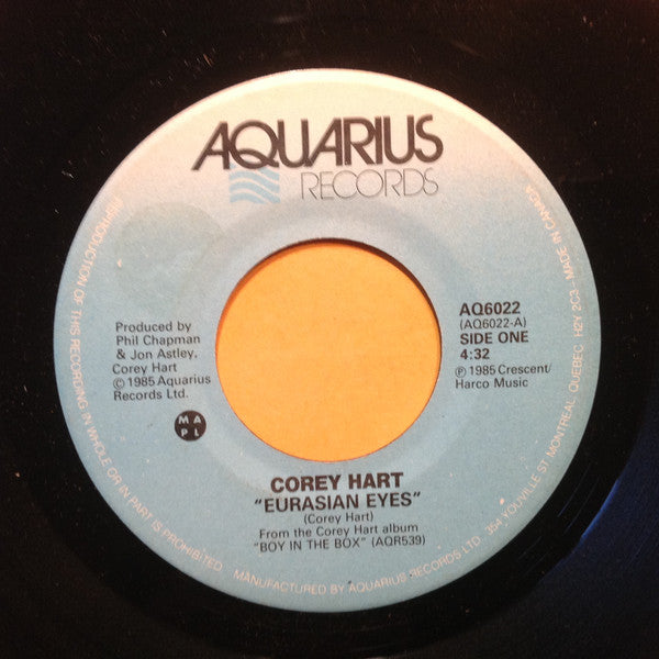 Corey Hart – Eurasian Eyes - 7" Single, 1985 Vinyl Pursuit Inc