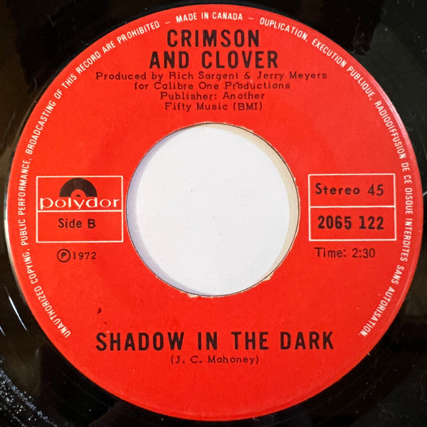 Crimson And Clover – Born Too Late -  7" Single, 1972 Original Vinyl Pursuit Inc