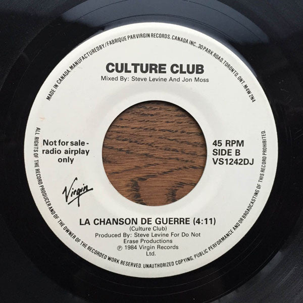 Culture Club – The War Song - 7" Single, 1984 Promo VinylPursuit.com