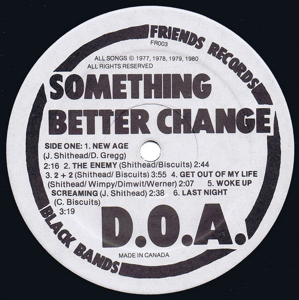 DOA – Something Better Change - 1980 1st Pressing, RARE VinylPursuit.com