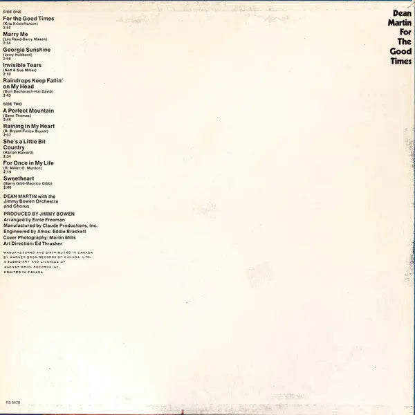 Dean Martin – For The Good Times - 1971  Original In Shrinkwrap! VinylPursuit.com