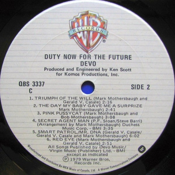 Devo – Duty Now For The Future - 1979 Original VinylPursuit.com