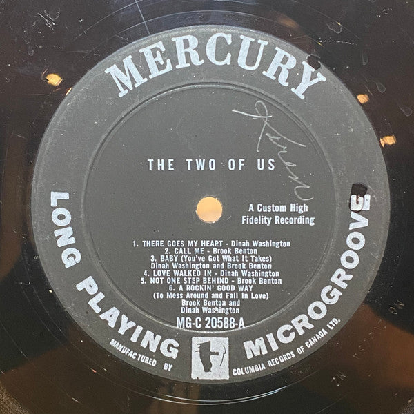 Dinah Washington And Brook Benton – The Two Of Us - 1960 MONO Pressing VinylPursuit.com