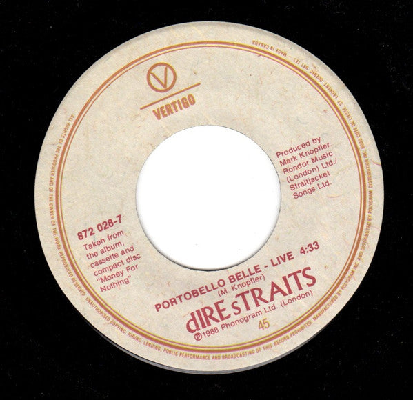 Dire Straits – Portobello Belle - Live - 7" Single, 1985 Vinyl Pursuit Inc