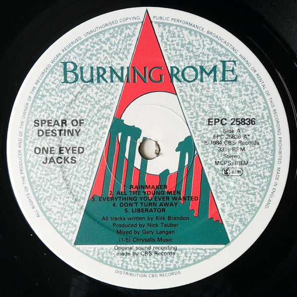 Spear Of Destiny – One Eyed Jacks - 1984 UK Original VinylPursuit.com