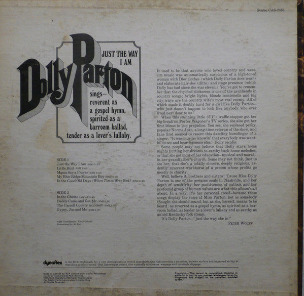 Dolly Parton – Just The Way I Am  - 1972 VinylPursuit.com
