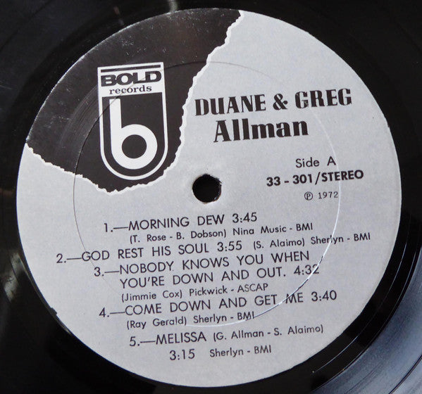 Duane & Greg Allman – Duane & Greg Allman - 1972 Pressing – Vinyl