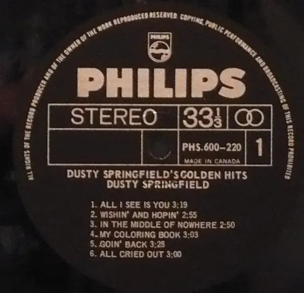 Dusty Springfield – Dusty Springfield's Golden Hits - 1966 in Shrinkwrap! VinylPursuit.com