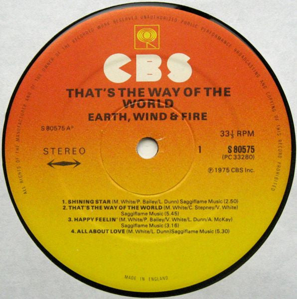 Earth, Wind and Fire – That's The Way Of The World - 1975 UK Pressing VinylPursuit.com