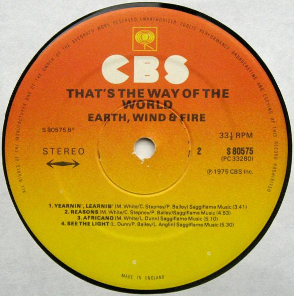 Earth, Wind and Fire – That's The Way Of The World - 1975 UK Pressing VinylPursuit.com