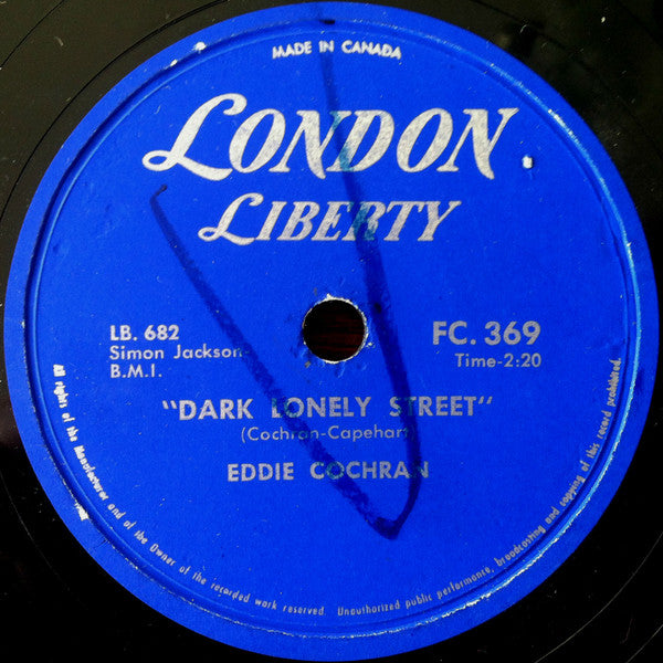 Eddie Cochran – Sittin' In The Balcony / Dark Lonely Street - Rare 1957 Pressing - 10" 78rpm VinylPursuit.com