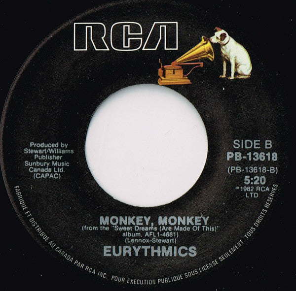 Eurythmics – Love Is A Stranger / Monkey, Monkey -  7" Single, 1982 Vinyl Pursuit Inc