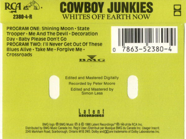 Cowboy Junkies – Whites Off Earth Now!! - 1990 Cassette VinylPursuit.com