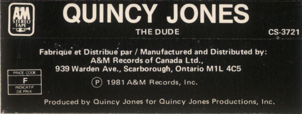 Quincy Jones – The Dude - 1981 Cassette VinylPursuit.com