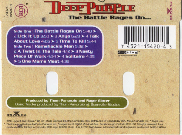 Deep Purple – The Battle Rages On... - 1993 Cassette VinylPursuit.com