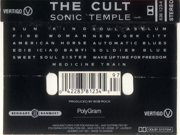 The Cult – Sonic Temple - 1989 Cassette VinylPursuit.com
