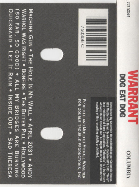 Warrant – Dog Eat Dog - 1992 Cassette VinylPursuit.com