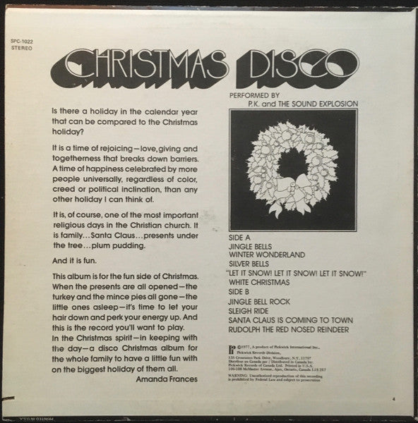 Christmas Disco - P.K. And The Sound Explosion – 1977 US Original VinylPursuit.com