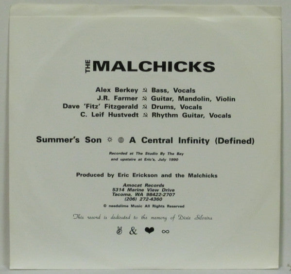 The Malchicks – Summer's Son / A Central Infinity (Defined) - 7" Single, 1990 Orange Vinyl Vinyl Pursuit Inc