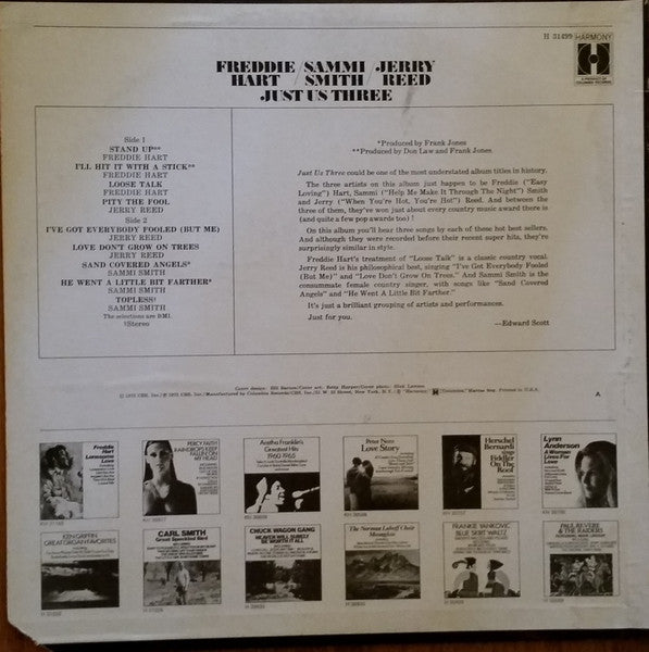 Freddie Hart / Sammi Smith / Jerry Reed – Just Us Three - 1972, Sealed! VinylPursuit.com