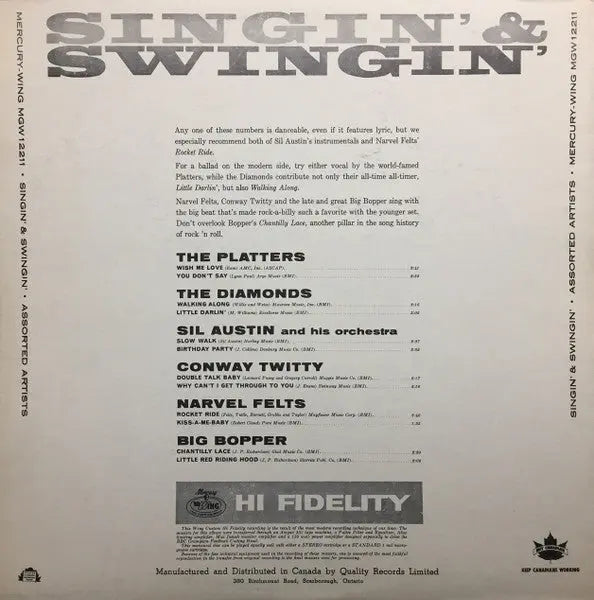 Various – Singin' & Swingin' - 1959 Mono Original VinylPursuit.com