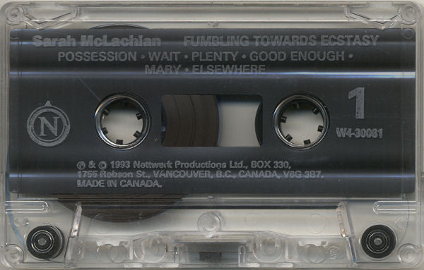 Sarah McLachlan – Fumbling Towards Ecstasy - 1993 Cassette VinylPursuit.com