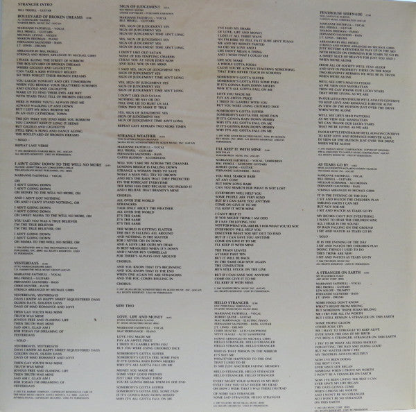 Marianne Faithfull – Strange Weather - 1987 Original VinylPursuit.com
