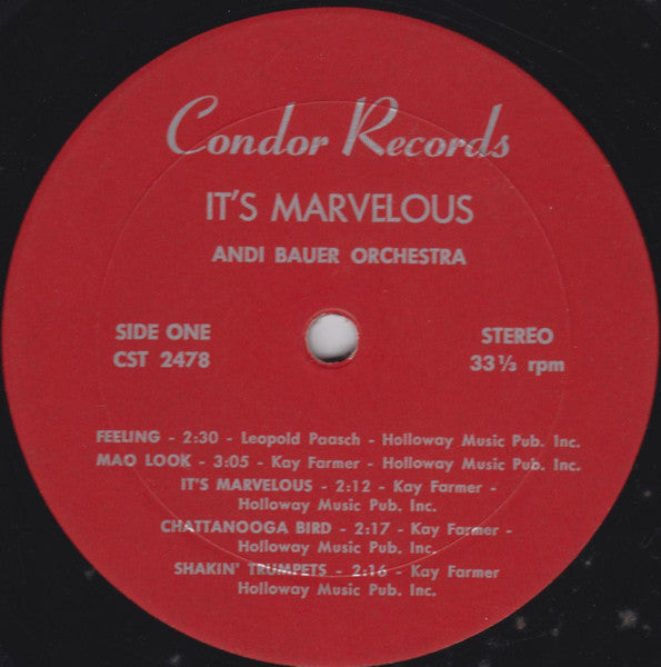 Andi Bauer Orchestra – It's Marvelous - Early Pressing in Shrinkwrap! VinylPursuit.com