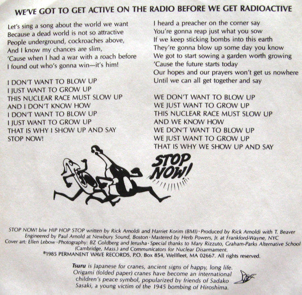 Tsuru & The Peace City Kids – Stop Now! - 7" Single, 1985 US Original Vinyl Pursuit Inc
