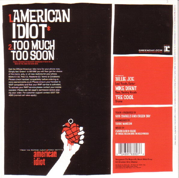 Green Day – American Idiot -  7" Single, Rare Picture Disk! Vinyl Pursuit Inc