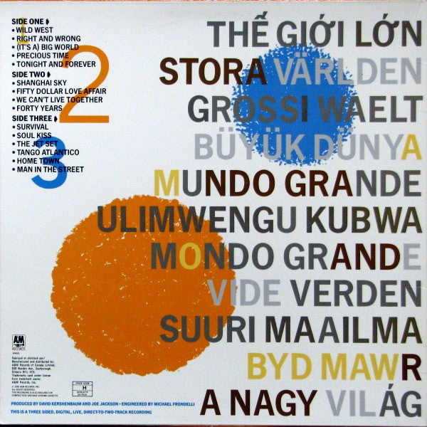 Joe Jackson – Big World - 1986 3-Album Release VinylPursuit.com