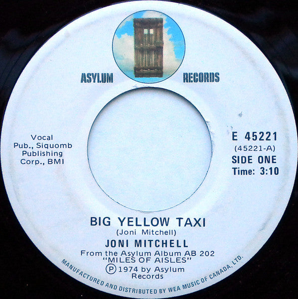 Joni Mitchell Big Yellow Taxi 7 Single 1974 Original Vinyl Pursuit Inc