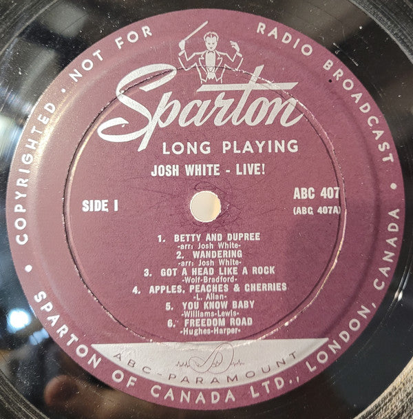 Josh White – Live! 1961 MONO Pressing VinylPursuit.com