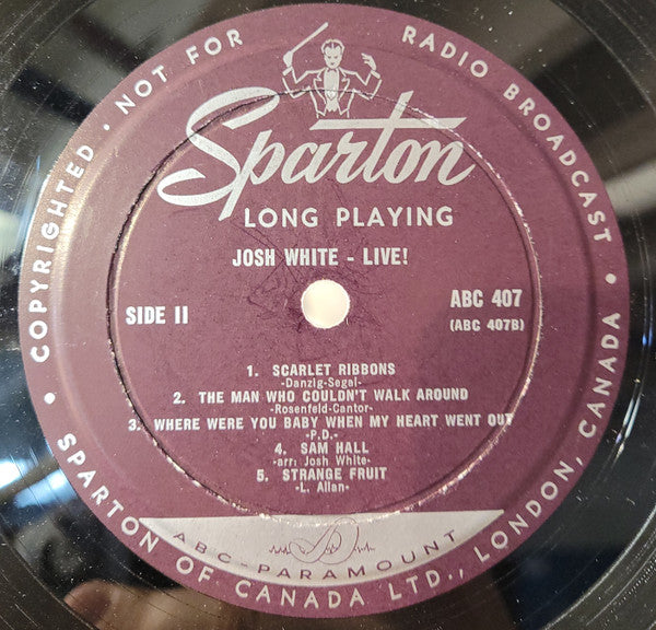 Josh White – Live! 1961 MONO Pressing VinylPursuit.com