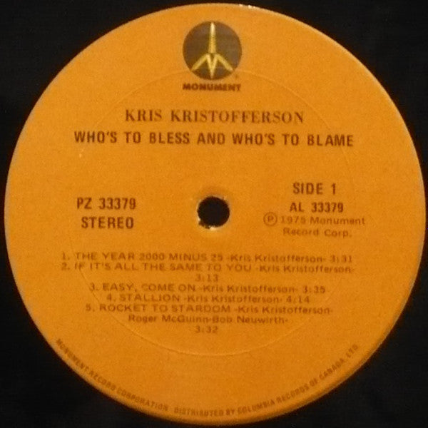 Kris Kristofferson – Who's To Bless And Who's To Blame - 1975 Original VinylPursuit.com