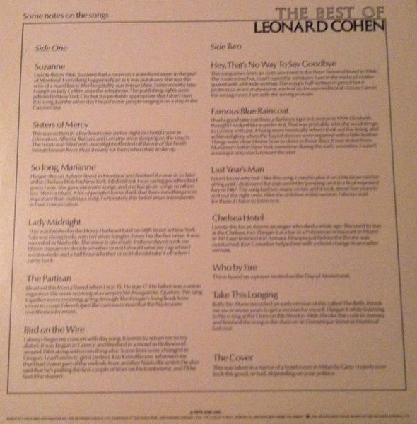 Leonard Cohen – The Best Of Leonard Cohen - Early Pressing VinylPursuit.com