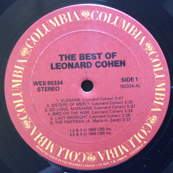 Leonard Cohen – The Best Of Leonard Cohen - Early Pressing VinylPursuit.com