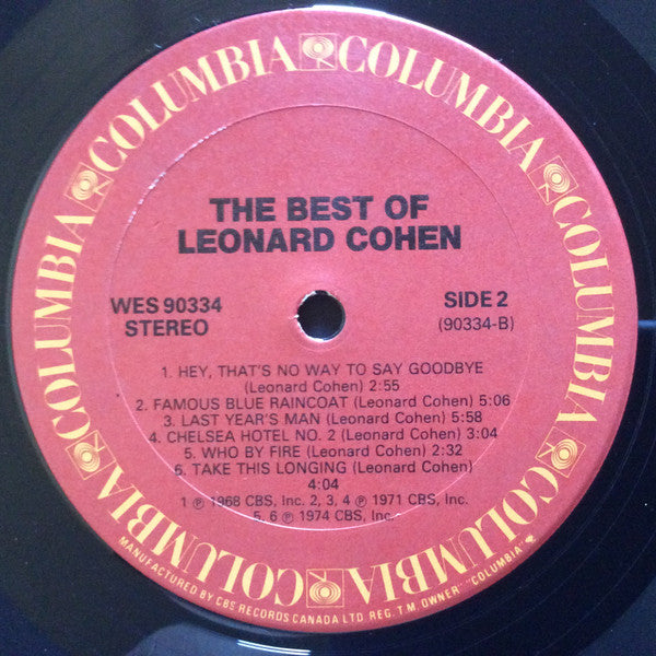 Leonard Cohen – The Best Of Leonard Cohen - Early Pressing VinylPursuit.com