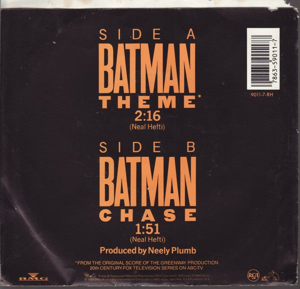 Batman Theme - Neal Hefti –  7" Single - 1989 Vinyl Pursuit Inc