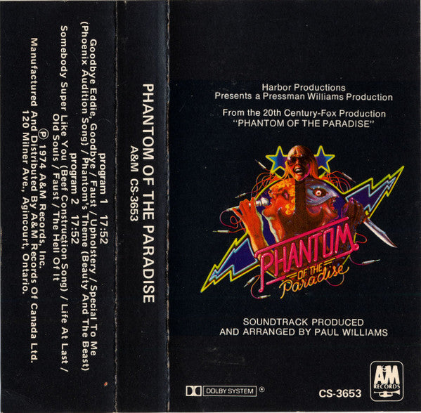 Phantom Of The Paradise - 1974 Cassette, Rare! VinylPursuit.com