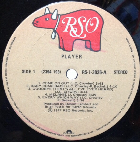 Player – Player - 1977 Vinyl Pursuit Inc
